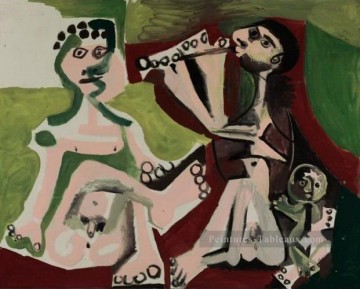  enfant - Deux hommes nus et enfant assis 1965 cubisme Pablo Picasso
